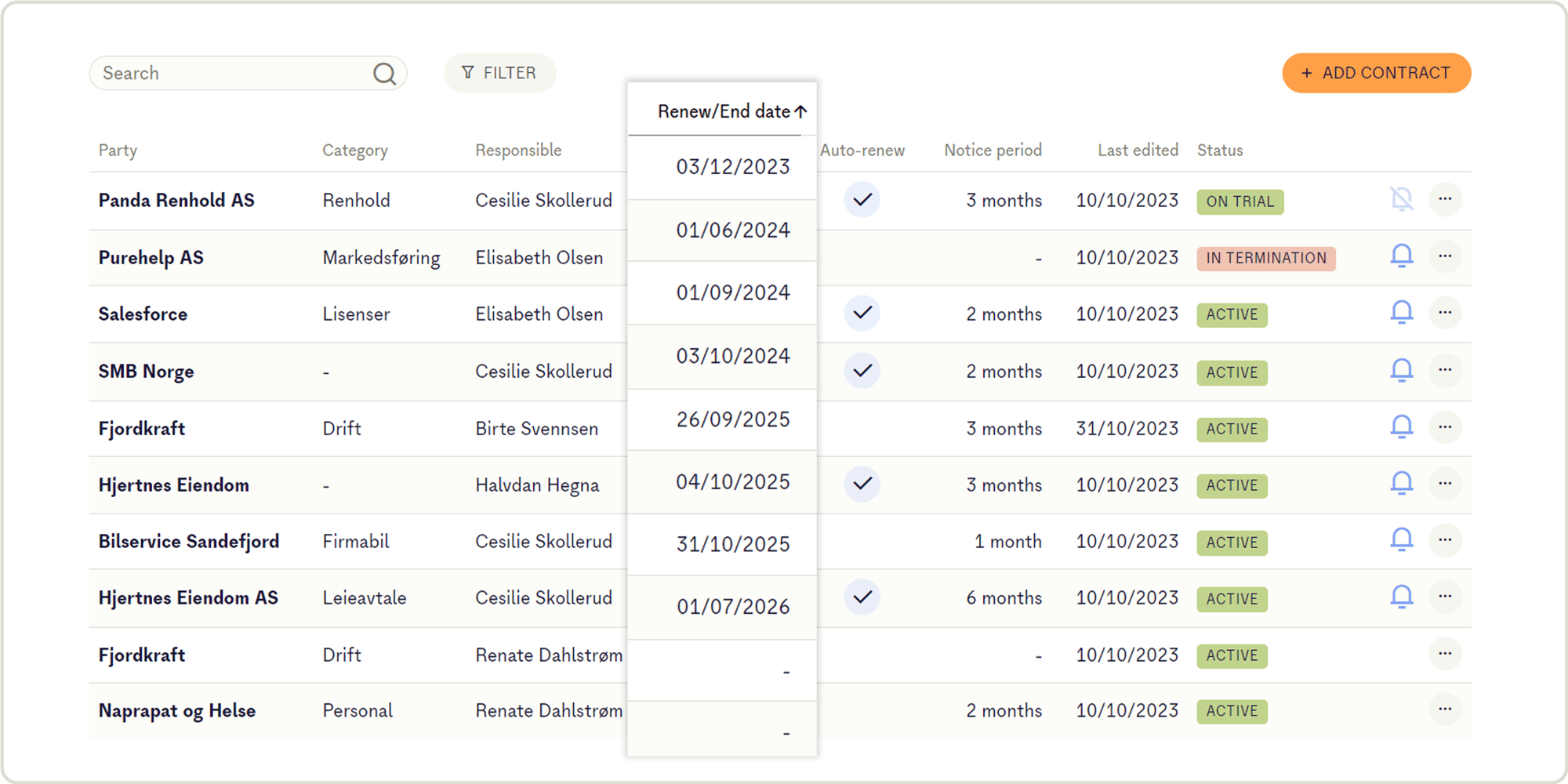 Contract management with Adminkit